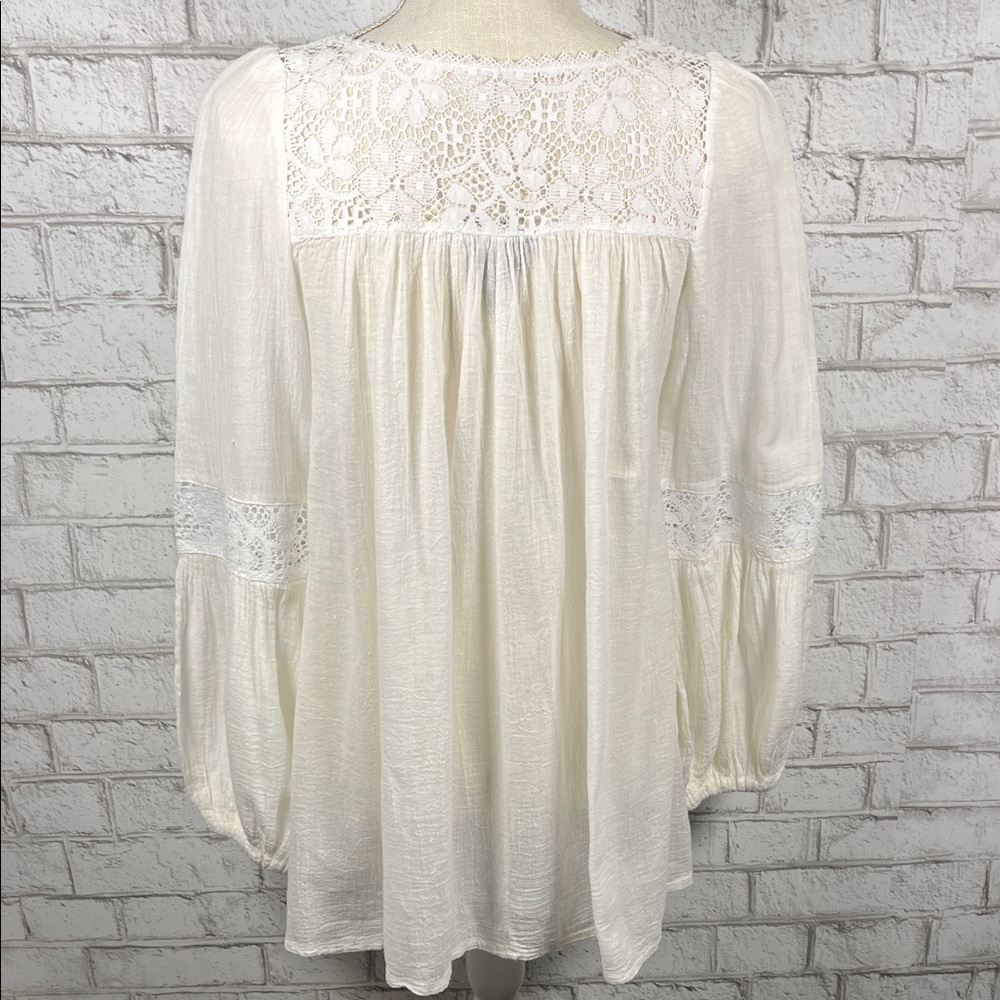 Diane Gilman for CaBal White Lace Women's Boho Flowy Top size S - Picture 5 of 8
